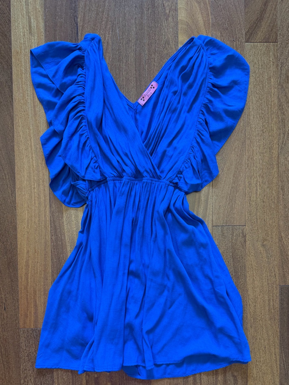 Blue Flutter-Sleeve Dress